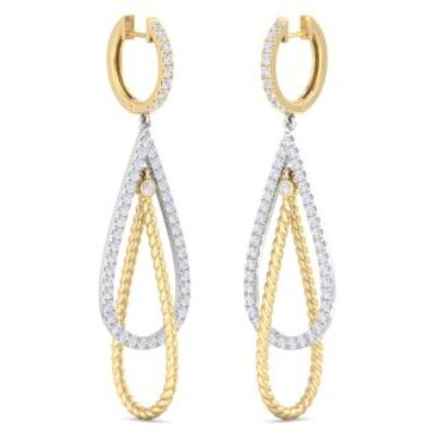 Diamond Hoop Earrings | Diamond Chandelier Earrings In Gold