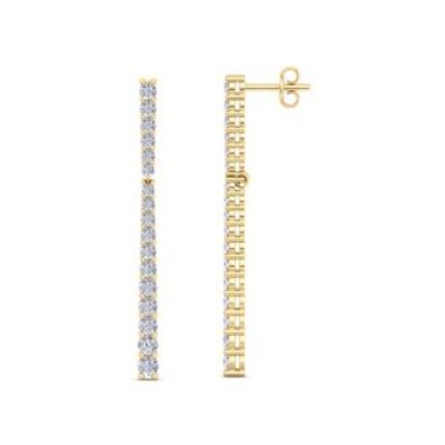 Diamond Drop Earrings | Diamond Bar Earrings In Gold