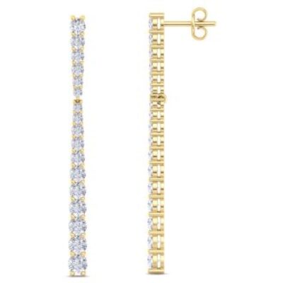 Diamond Drop Earrings | Diamond Bar Earrings In Gold