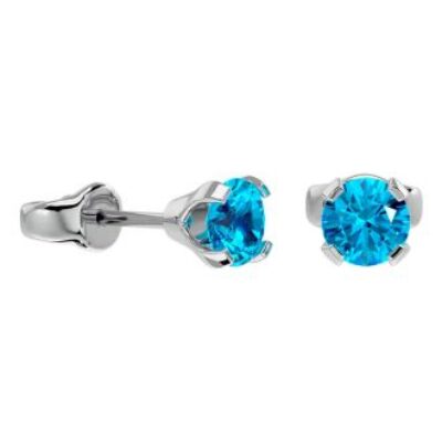 December Birthstone | Blue Topaz Earrings | .60ct Blue Topaz Stud Earrings in 14k White Gold Filled | SuperJeweler