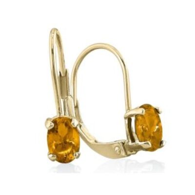 November Birthstone | Citrine Earrings | 1 1/5 Carat Oval Shape Citrine Leverback Earrings In 14 Karat Yellow Gold | SuperJeweler