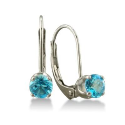 December Birthstone | Blue Topaz Earrings | 1/2ct Solitaire Blue Topaz Leverback Earrings In 14K White Gold | SuperJeweler