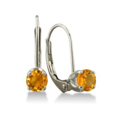 November Birthstone | Citrine Earrings | 1/2ct Solitaire Citrine Leverback Earrings In 14k White Gold | SuperJeweler