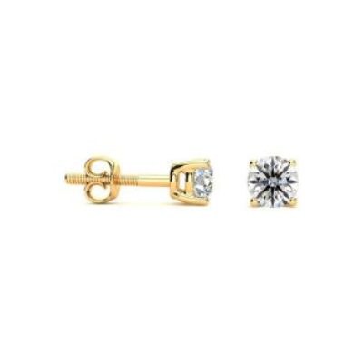 Diamond Stud Earrings | 1/3 Carat Round Diamond Stud Earrings In 14 Karat Yellow Gold | SuperJeweler