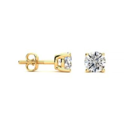 Diamond Stud Earrings | 1 Carat Round Diamond Stud Earrings In 14 Karat Yellow Gold | SuperJeweler