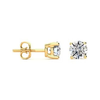 Diamond Stud Earrings | 1 1/2 Carat Round Diamond Stud Earrings In 14 Karat Yellow Gold | SuperJeweler