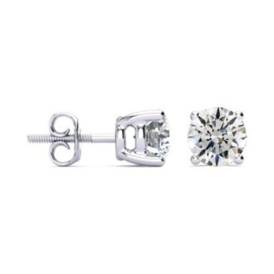 Diamond Stud Earrings | 2 Carat Round Diamond Stud Earrings In Platinum | SuperJeweler