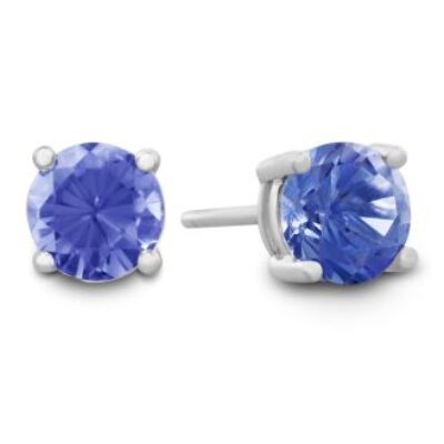 Tanzanite Earrings | December Birthstone | 1/2 Carat Tanzanite Stud Earrings in Sterling Silver | SuperJeweler