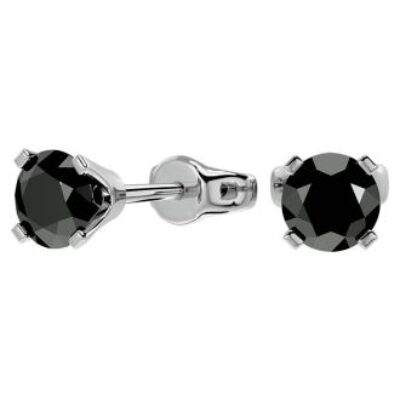 2ct Black Diamond Stud Earrings, 14k White Gold | SuperJeweler.com