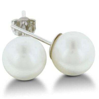 Pearl Stud Earrings | 9mm Cultured Pearl Stud Earrings in 14 Karat White Gold