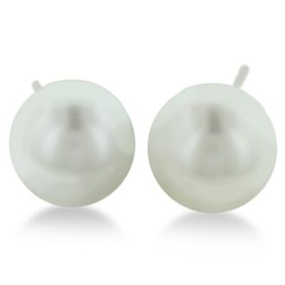 Pearl Stud Earrings | 8mm Cultured Pearl Stud Earrings in 14 Karat White Gold