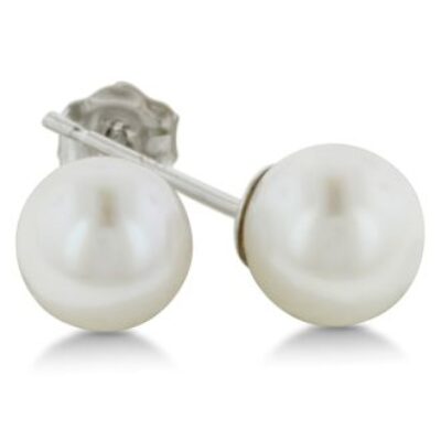 Pearl Stud Earrings | 6mm Cultured Pearl Stud Earrings in 14 Karat White Gold