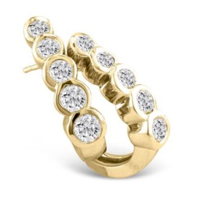 3/4ct Bezel Set Journey Diamond Hoop Earrings in 14k Yellow Gold | SuperJeweler.com