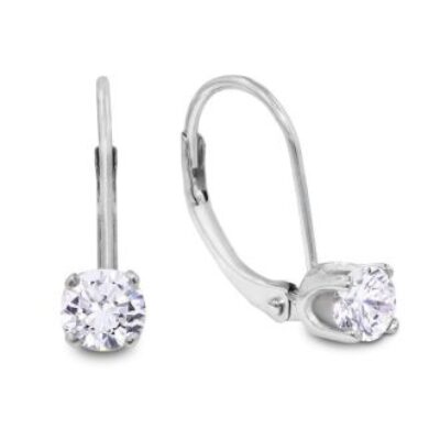 Diamond Drop Earrings | 1/2 Carat Diamond Drop Earrings in 14k White Gold