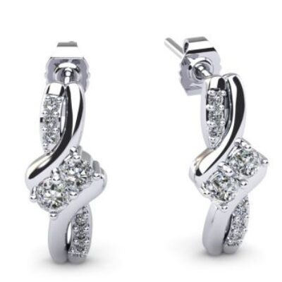 1/4 Carat Two Stone Diamond Knot Earrings In 14K White Gold | SuperJeweler.com