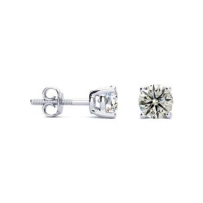 Diamond Stud Earrings | 1 Carat Diamond Stud Earrings In 14 Karat White Gold | SuperJeweler