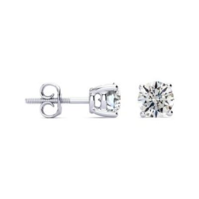 Diamond Stud Earrings | 1 1/2 Carat Round Diamond Stud Earrings In 14 Karat White Gold | SuperJeweler