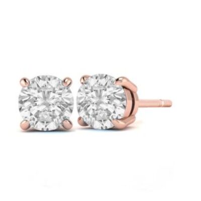 Diamond Stud Earrings | 1 Carat Diamond Stud Earrings In 14 Karat Rose Gold | SuperJeweler