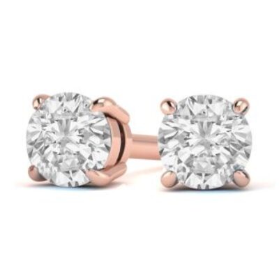 Diamond Stud Earrings | 1 1/2 Carat Diamond Stud Earrings In 14 Karat Rose Gold | SuperJeweler