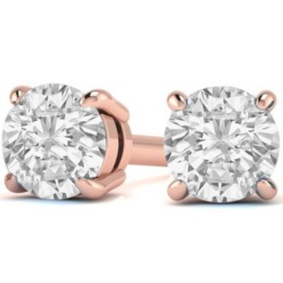 Diamond Stud Earrings | 1 3/4 Carat Round Diamond Stud Earrings In 14 Karat Rose Gold | SuperJeweler