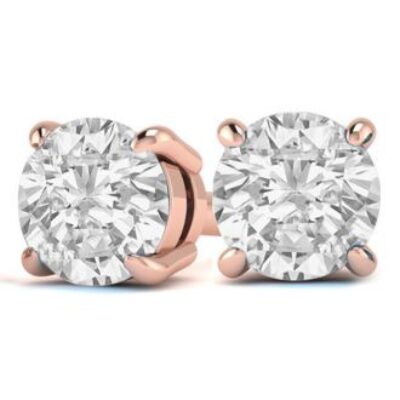 Diamond Stud Earrings | 2 Carat Diamond Stud Earrings In 14 Karat Rose Gold | SuperJeweler