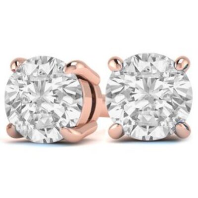 Diamond Stud Earrings | 3 Carat Diamond Stud Earrings In 14 Karat Rose Gold | SuperJeweler