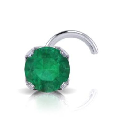 Emerald Nose Rings | 0.015ct 1.5mm Emerald Nose Ring In 14K White Gold | SuperJeweler