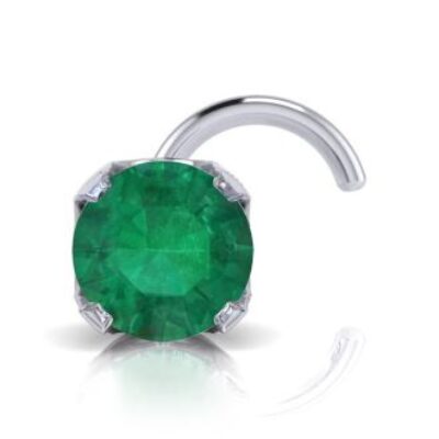 Emerald Ring | May Birthstone | Nose Rings | 0.03ct 2mm Emerald Nose Ring In 14K White Gold | SuperJeweler