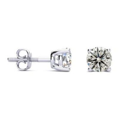 Diamond Stud Earrings | 0.85 Carat Diamond Stud Earrings In 14 Karat White Gold Long Post Earrings | SuperJeweler