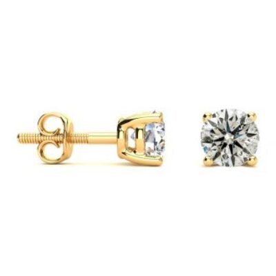 Diamond Stud Earrings | 0.85 Carat Diamond Stud Earrings In 14 Karat Yellow Gold Long Post Earrings | SuperJeweler