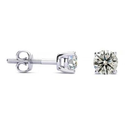 Diamond Stud Earrings | 1/2 Carat Diamond Stud Earrings In 14 Karat White Gold Long Post Earrings | SuperJeweler