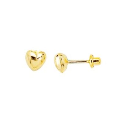 14 Karat Yellow Gold Kids Heart Stud Earrings | SuperJeweler