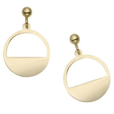 14 Karat Yellow Gold Half Moon Dangle Earrings, 3/4 Inch | SuperJeweler