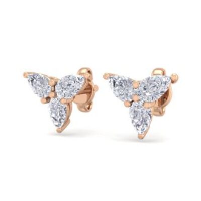 Diamond Stud Earrings | 1/2 Carat Pear Shape Diamond Cluster Earrings In 14 Karat Rose Gold | SuperJeweler