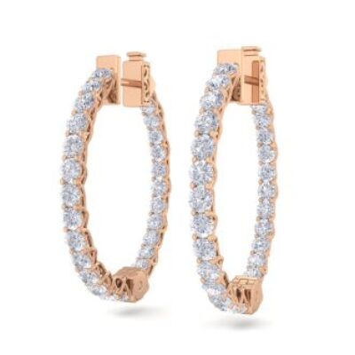 Diamond Hoop Earrings | 3 Carat Diamond Hoop Earrings In 14 Karat Rose Gold, 3/4 Inch | SuperJeweler