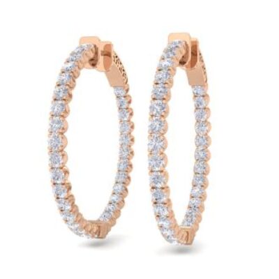 Diamond Hoop Earrings | 5 Carat Diamond Hoop Earrings In 14 Karat Rose Gold, 1 1/4 Inch | SuperJeweler