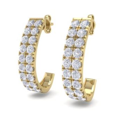 3 Carat Diamond J Hoop Earrings In 14 Karat Yellow Gold | SuperJeweler