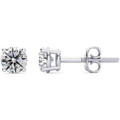 Diamond Stud Earrings | 1 Carat Colorless Diamond Stud Earrings In 14 Karat White Gold | SuperJeweler