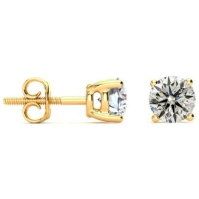 Diamond Stud Earrings | 1.55 Carat Colorless Diamond Stud Earrings 14 Karat Yellow Gold | SuperJeweler