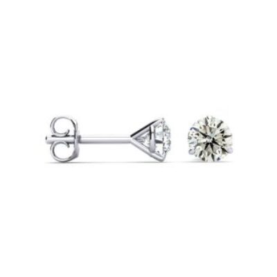 Diamond Stud Earrings | 1.55 Carat Colorless Diamond Stud Earrings in 14 Karat White Gold Martini Setting | SuperJeweler