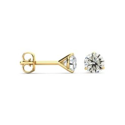 Diamond Stud Earrings | 1.55 Carat Colorless Diamond Stud Earrings in 14 Karat Yellow Gold Martini Setting | SuperJeweler