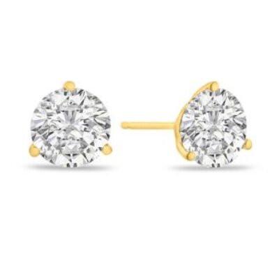 Diamond Stud Earrings | 1.45 Carat Colorless Diamond Stud Earrings in 14 Karat Yellow Gold Martini Setting | SuperJeweler