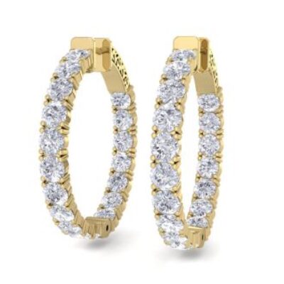 Diamond Hoop Earrings | 7 Carat Diamond Hoop Earrings In 14 Karat Yellow Gold, 1 1/4 Inch | SuperJeweler