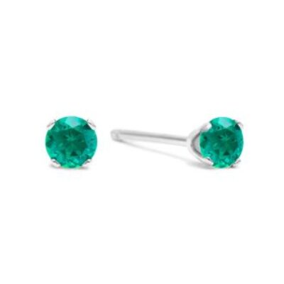 Emerald Earrings | May Birthstone| 5 Point Emerald Stud Earrings In Sterling Silver | SuperJeweler