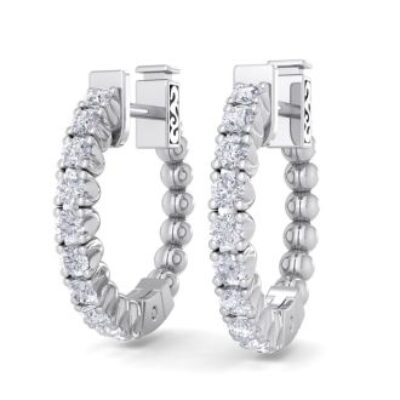 Diamond Hoop Earrings | 1/2 Carat Diamond Hoop Earrings In 14 Karat White Gold, 1/2 Inch | SuperJeweler