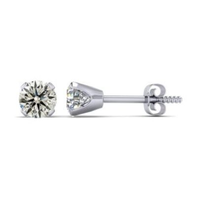 Diamond Stud Earrings | 1 Carat Colorless Diamond Stud Earrings In 14 Karat White Gold | SuperJeweler