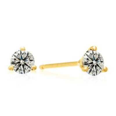 Diamond Stud Earrings | 1/2 Carat Round Diamond Stud Earrings in 14 Karat Yellow Gold with Martini Setting | SuperJeweler