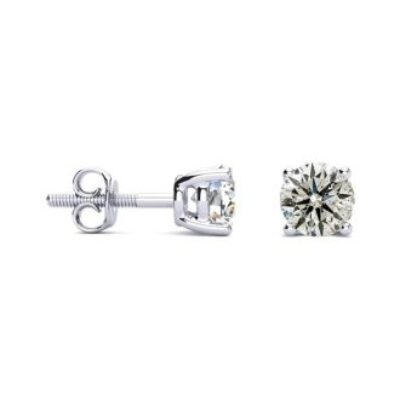 Diamond Stud Earrings | Nearly 3/4 Carat Colorless Diamond Stud Earrings In 14 Karat White Gold | SuperJeweler