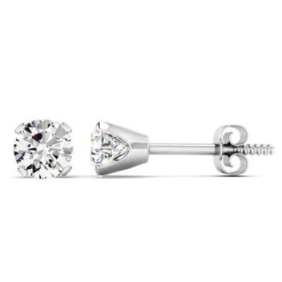 Moissanite Earrings | 1 Carat Moissanite Screw Back Stud Earrings In 14K White Gold  | Lowest Moissanite Earring Prices | SuperJeweler