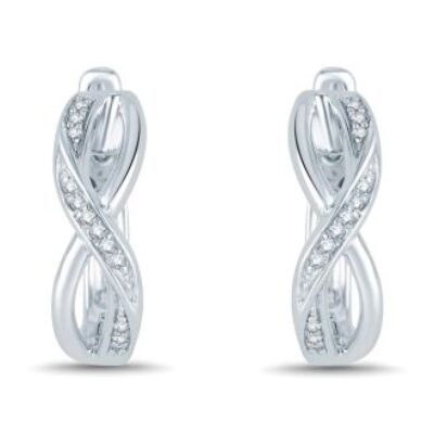 Diamond Hoop Earrings | 1/8ct Oval Shape Diamond Infinity Hoop Earrings | SuperJeweler